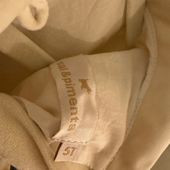 Sal & Pimenta Cream Velvet and French Blue Dress Holiday Perfect - Picture 3 of 9